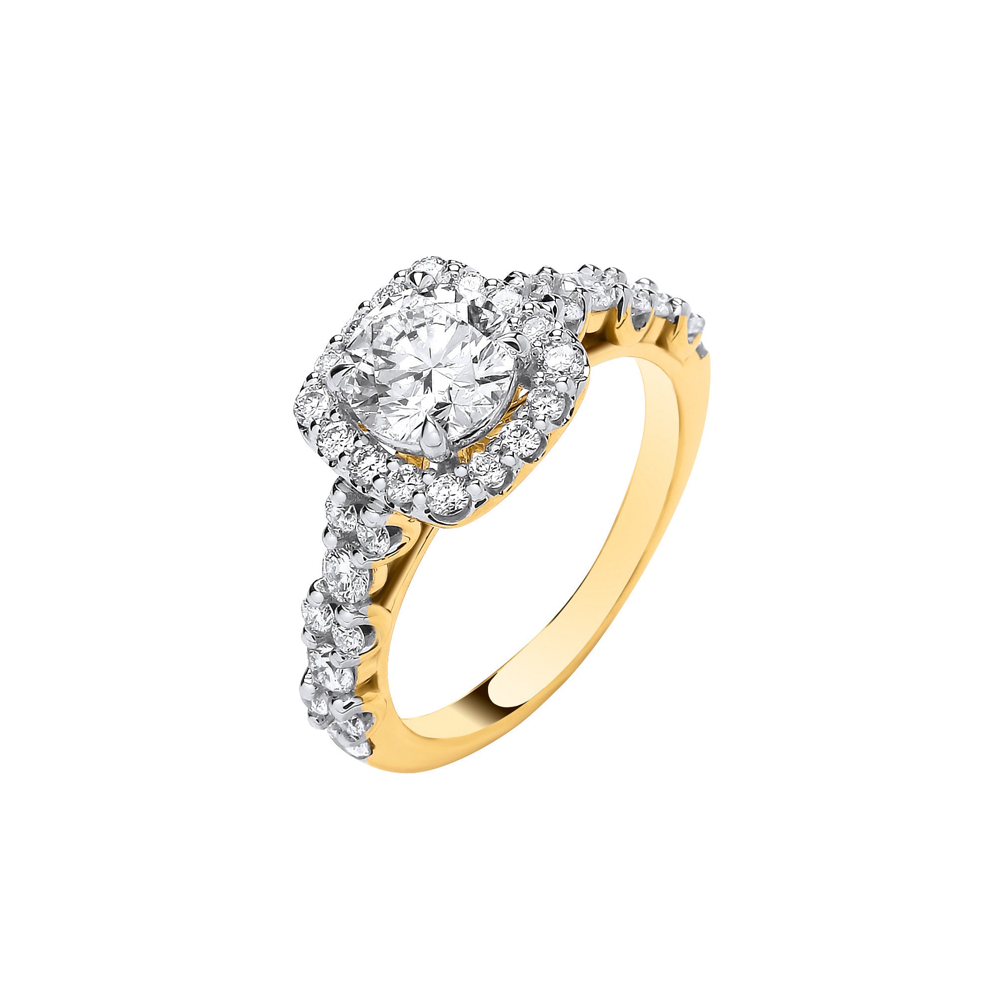 9ct Yellow Gold 1.75ctw Brilliant Cut Halo Lab Grown Dress Ring IGI Certified