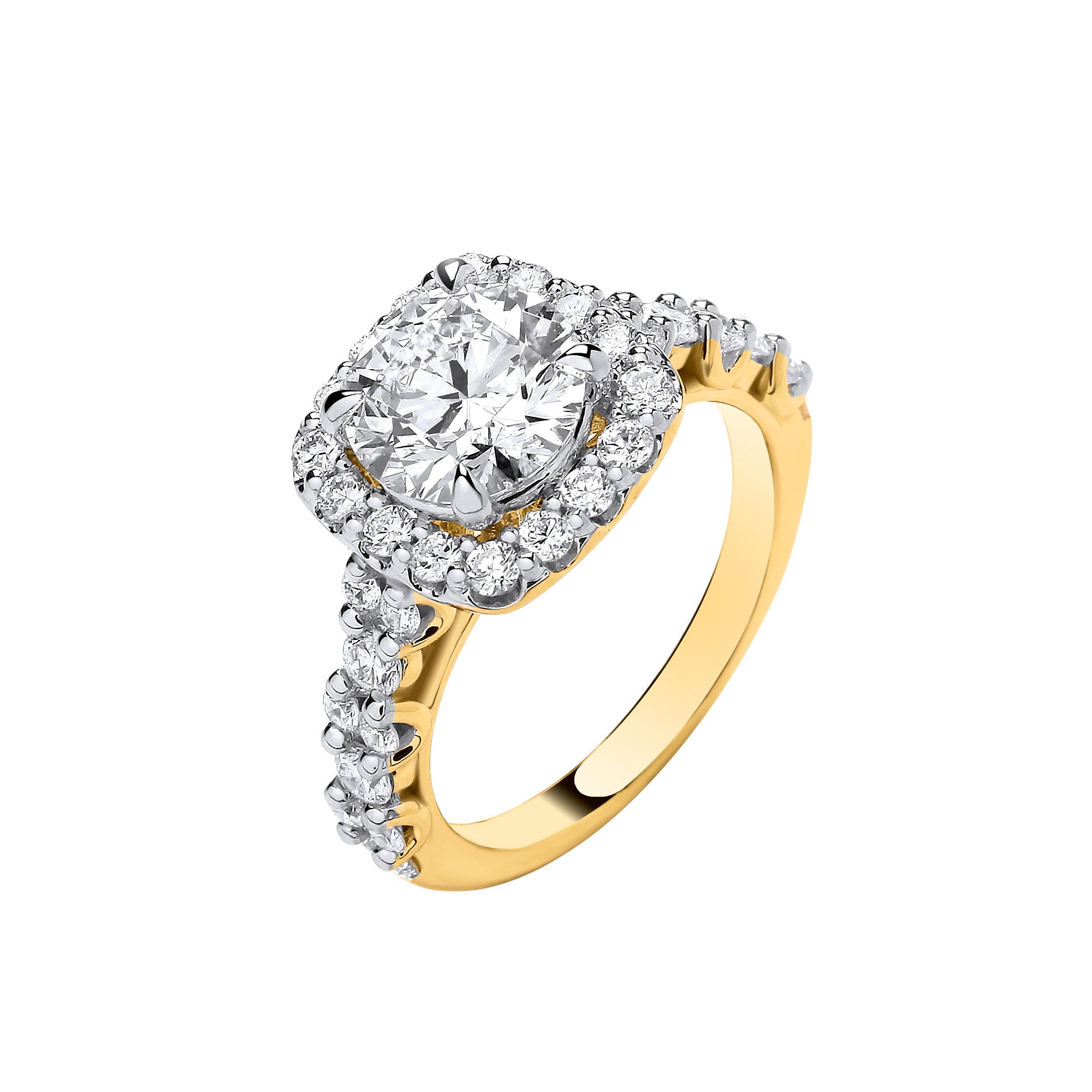 9ct Yellow Gold 3.05ctw Brilliant Cut Halo Lab Grown Dress Ring IGI Certified