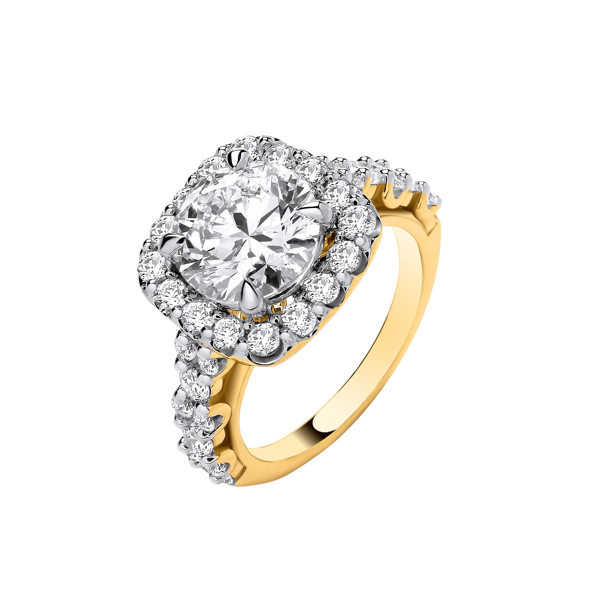 9ct Yellow Gold 4.05ctw Brilliant Cut Halo Lab Grown Dress Ring IGI Certified