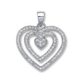 Sterling Silver Fancy Heart Cubic Zirconia Pendant