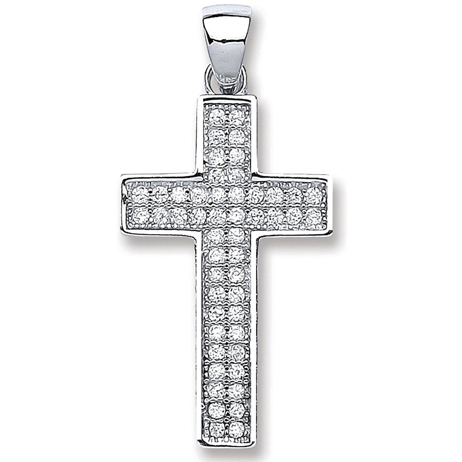Sterling Silver Pave Set Cubic Zirconia Cross
