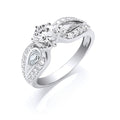 Sterling Silver with Cubic Zirconia on Shoulders Ring