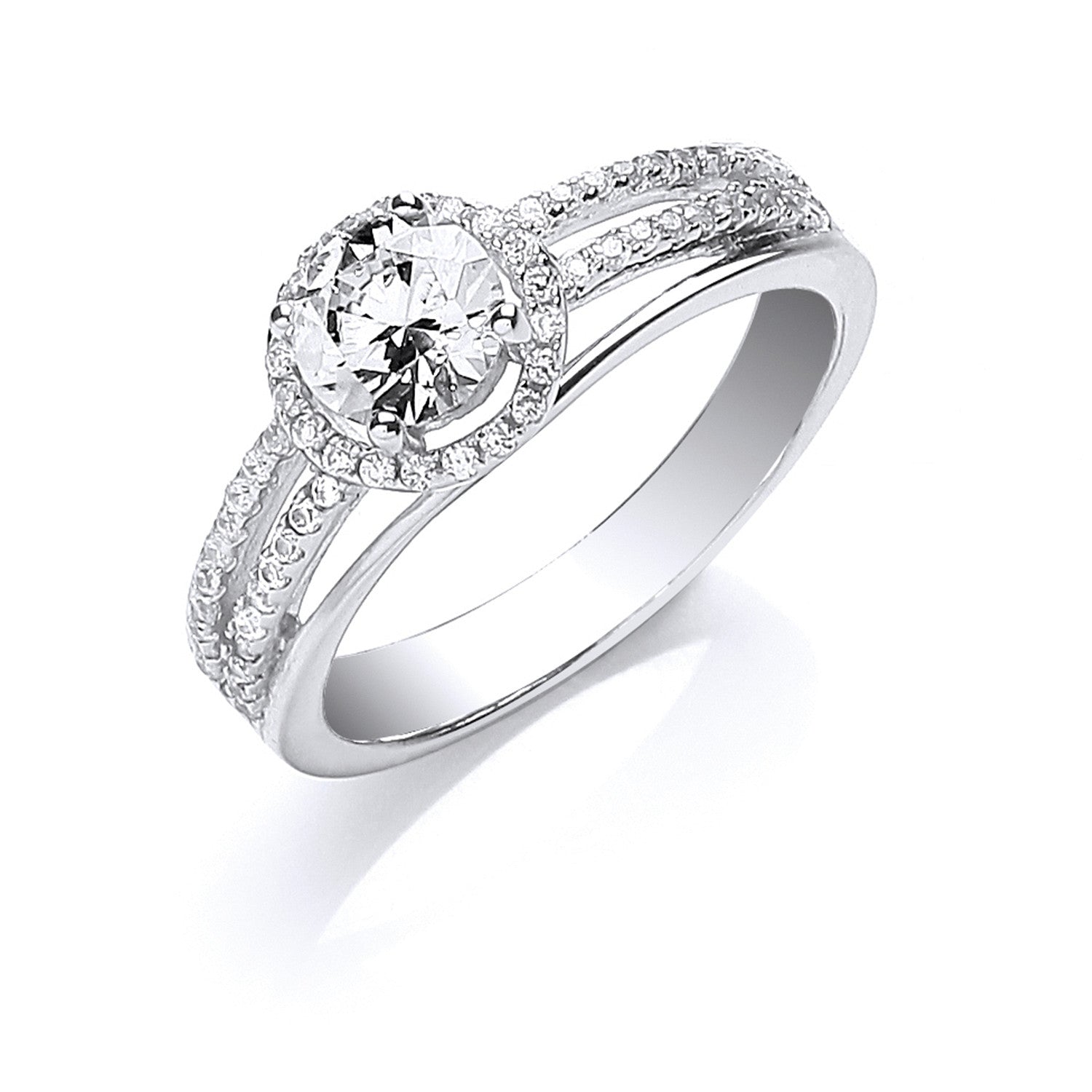 Sterling Silver with Cubic Zirconia on Shoulders Ring