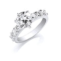 Sterling Silver Fancy Round Brilliant Centre Cubic Zirconia Ring