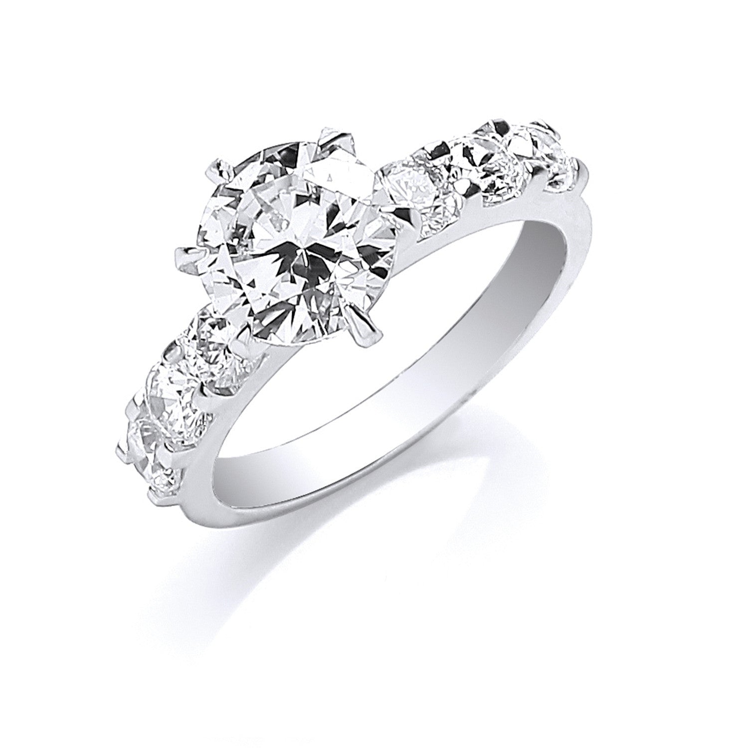 Sterling Silver Fancy Round Brilliant Centre Cubic Zirconia Ring