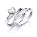 Sterling Silver Bridal Solitaire & P/C Cubic Zirconias Set Ring