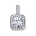 Sterling Silver Square Cubic Zirconia Pendant