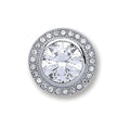 Sterling Silver Round Rubover, Halo Cubic Zirconia Pendant