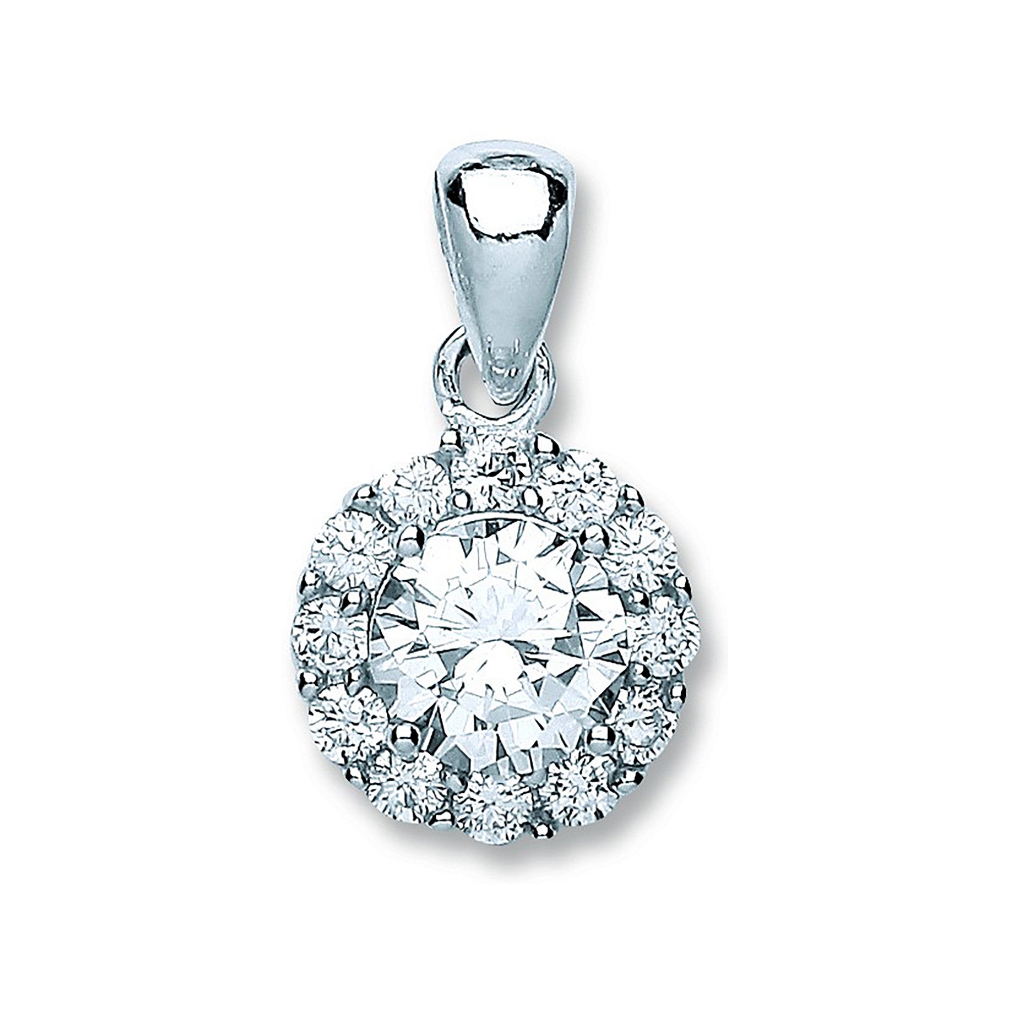 Sterling Silver Round Cubic Zirconia Pendant