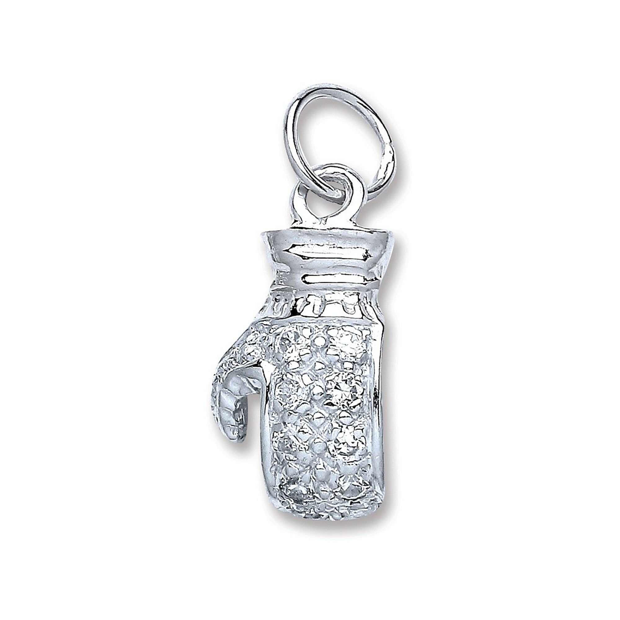 Sterling Silver Boxing Glove Cubic Zirconia Pendant