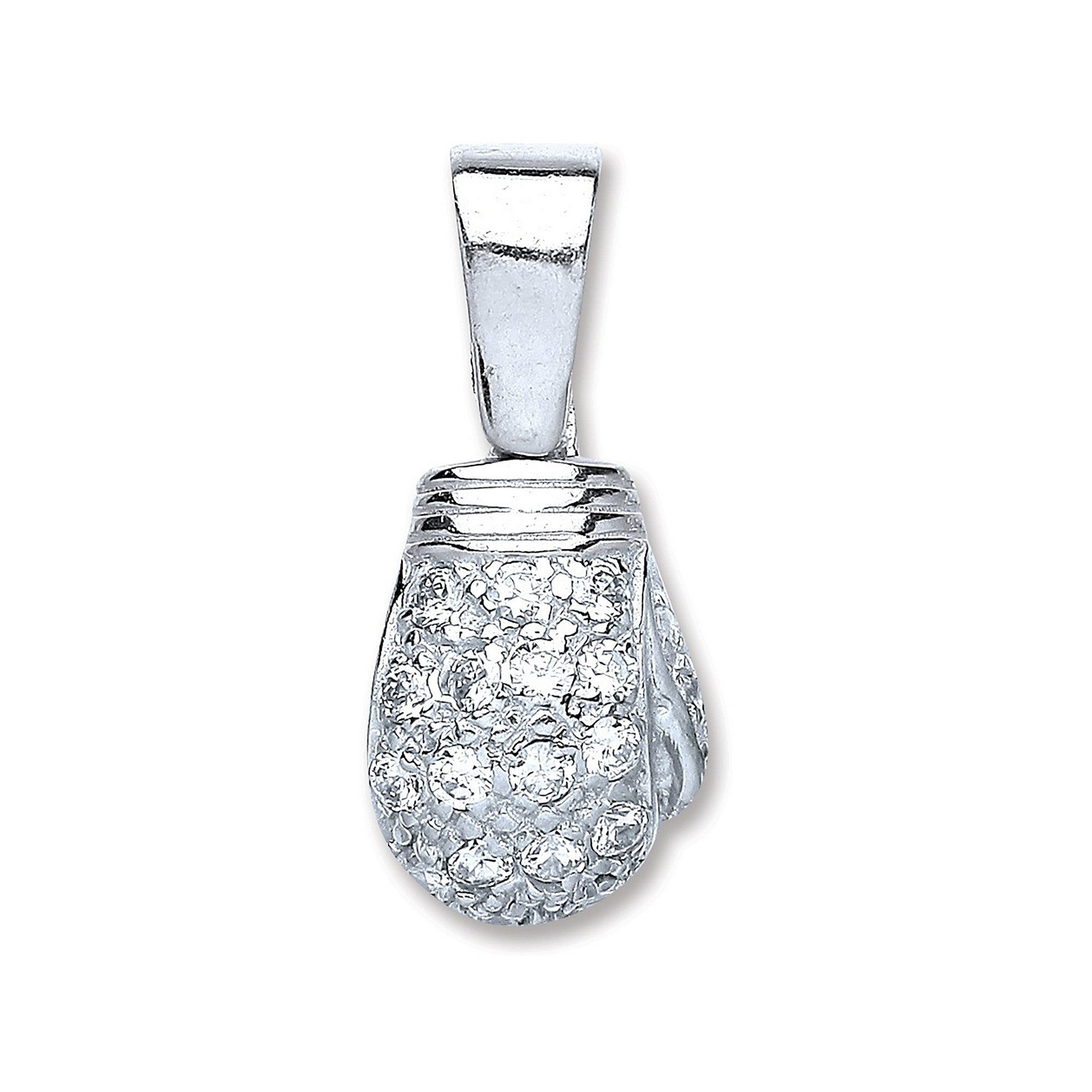 Sterling Silver Boxing Glove Cubic Zirconia Pendant