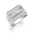 Sterling Silver Micro Pave' Cubic Zirconia Gents Ring