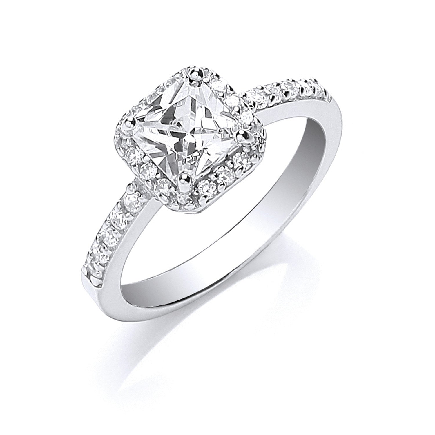 Sterling Silver Square Cubic Zirconia Ring