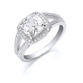Sterling Silver Square Cubic Zirconia Split Shank Ring