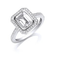 Sterling Silver Emerald Cut Cubic Zirconia Centre Ring