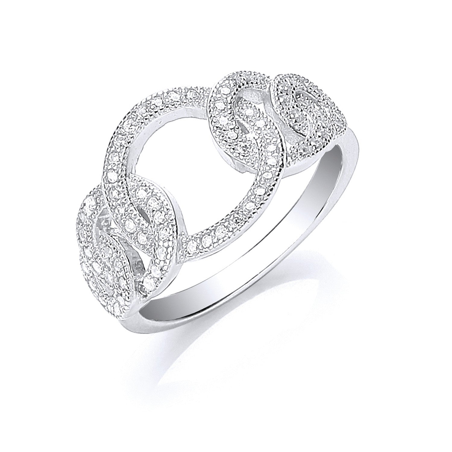 Sterling Silver Interlink Cubic Zirconia Ring