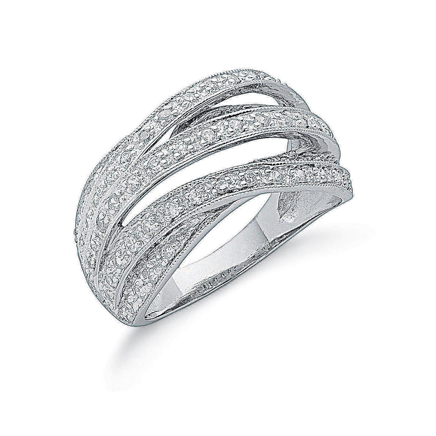 Sterling Silver Pave Set Fancy Cubic Zirconia Ring