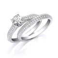 Sterling Silver Bridal Half Eternity with Cubic Zirconia in the Centre Ring