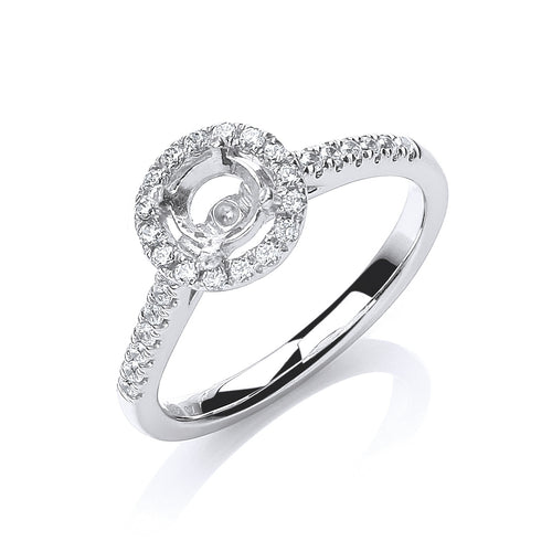 18ct White Gold 0.30ct & (0.30ct Centre) Semi-Set Mount G/VS