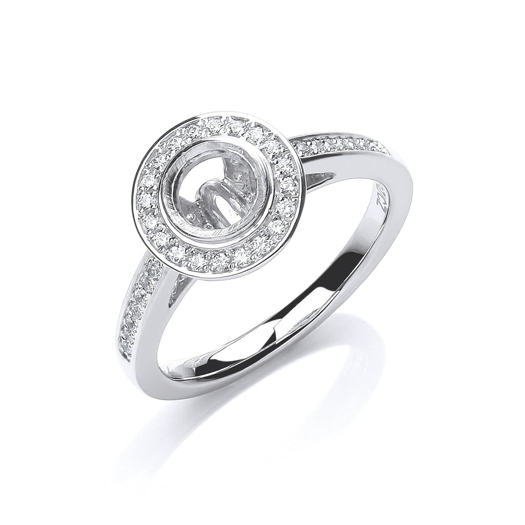 18ct White Gold 0.29ct & (0.50ct Centre) Semi-Set Mount G/VS