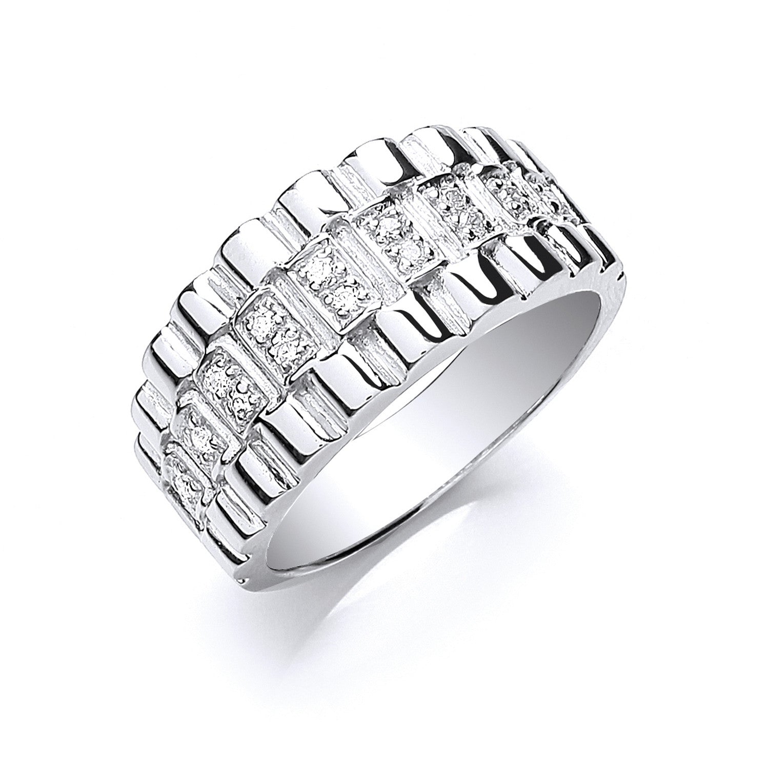 Sterling Silver Gents Cubic Zirconia Ring