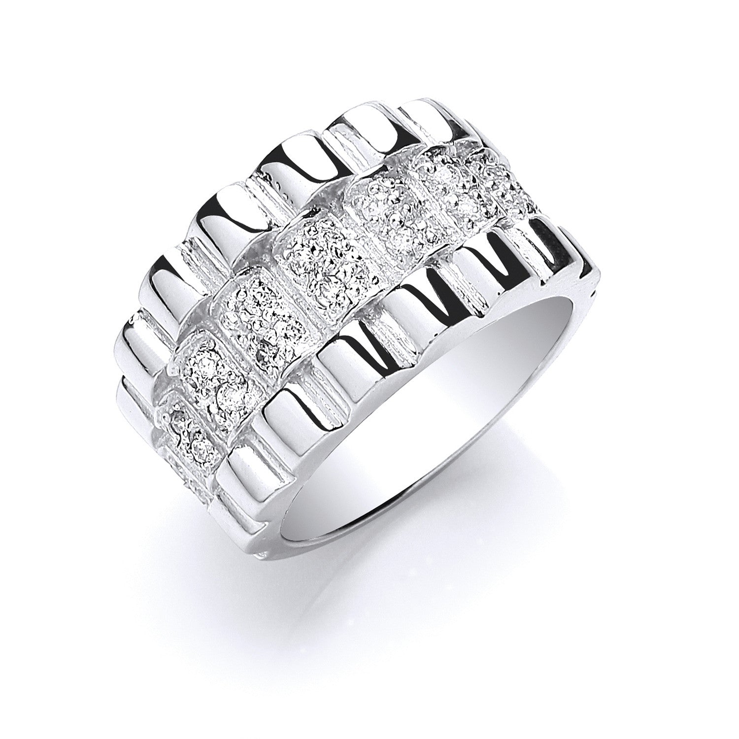 Sterling Silver Gents Cubic Zirconia Ring