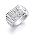 Sterling Silver Gents Square Top Cubic Zirconia Ring