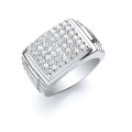 Sterling Silver Gents Square Top Cubic Zirconia Ring