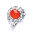 Sterling Silver Gents Red Stone College Ring