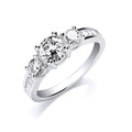 Sterling Silver Trilogy Round Brilliant with Baguettes on Shoulder Ring