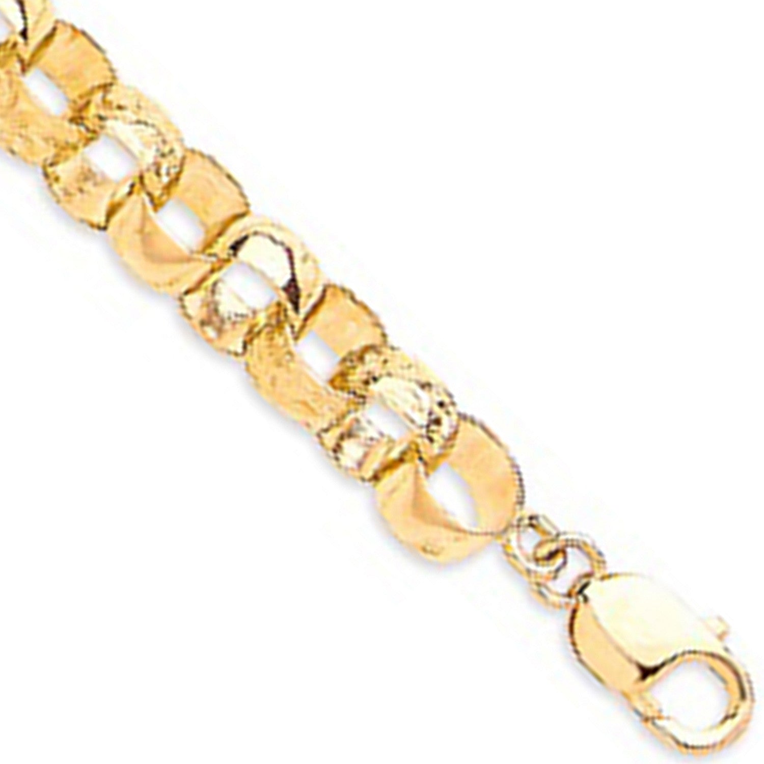 9ct Yellow Gold Plain & Engraved 10mm Round Belcher Chain