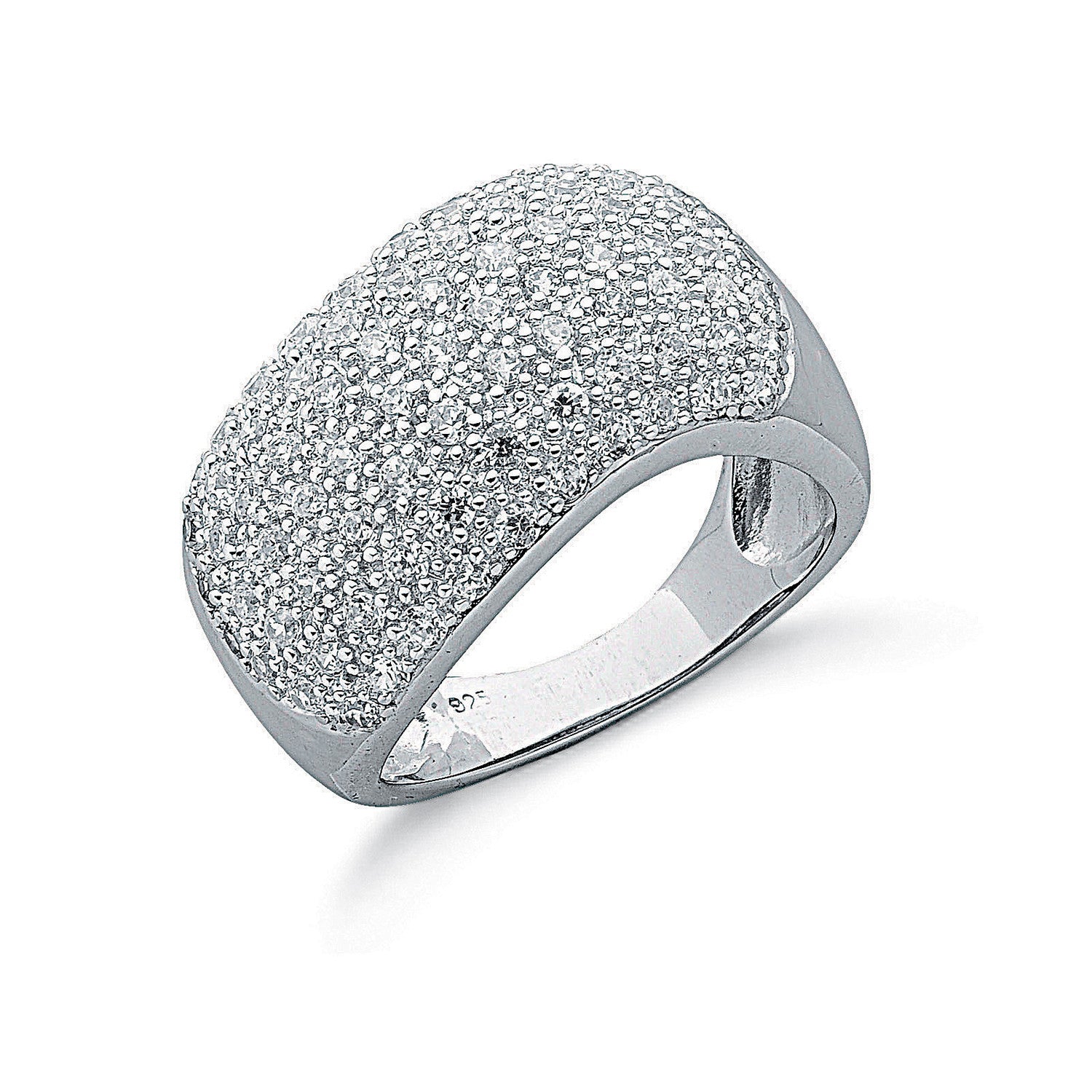 Sterling Silver Pave Set Cubic Zirconia Bombay Ring