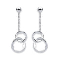 Sterling Silver Interlocking Circles Drop Earrings