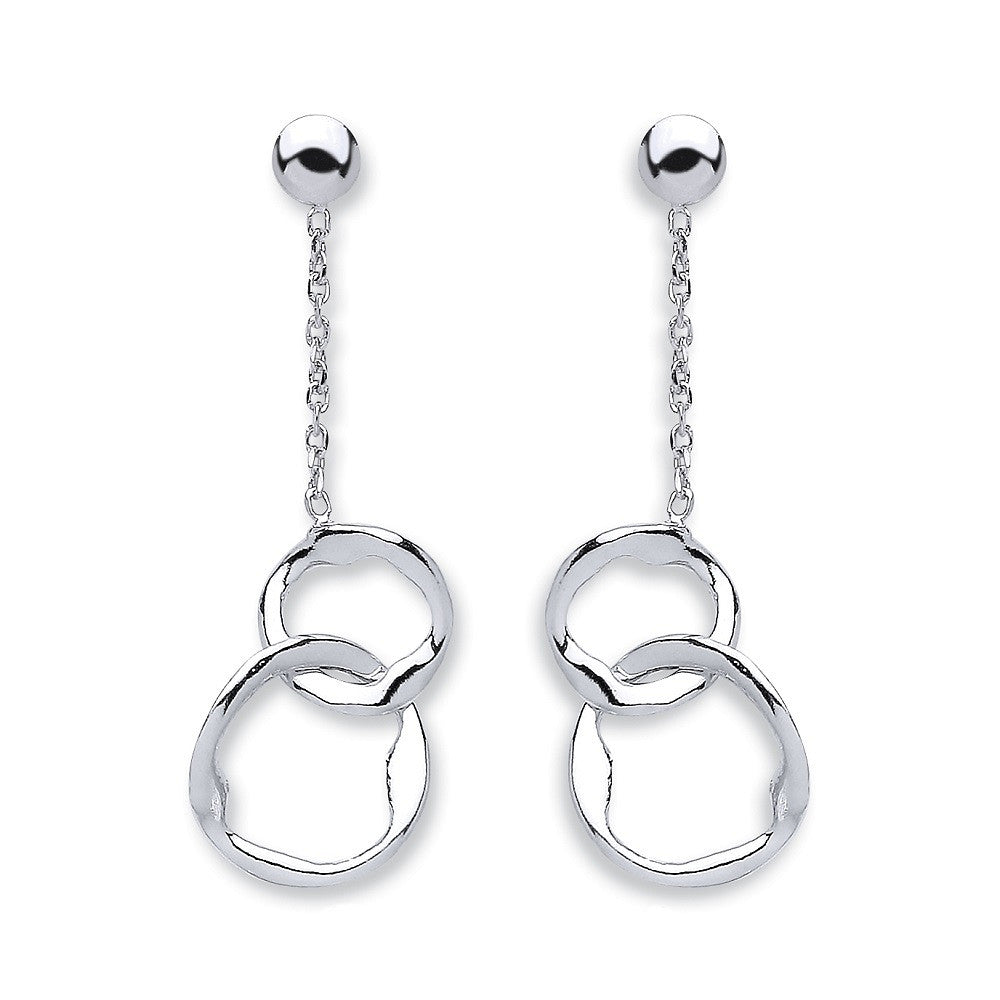 Sterling Silver Interlocking Circles Drop Earrings