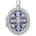Sterling Silver Oval Cubic Zirconia Locket