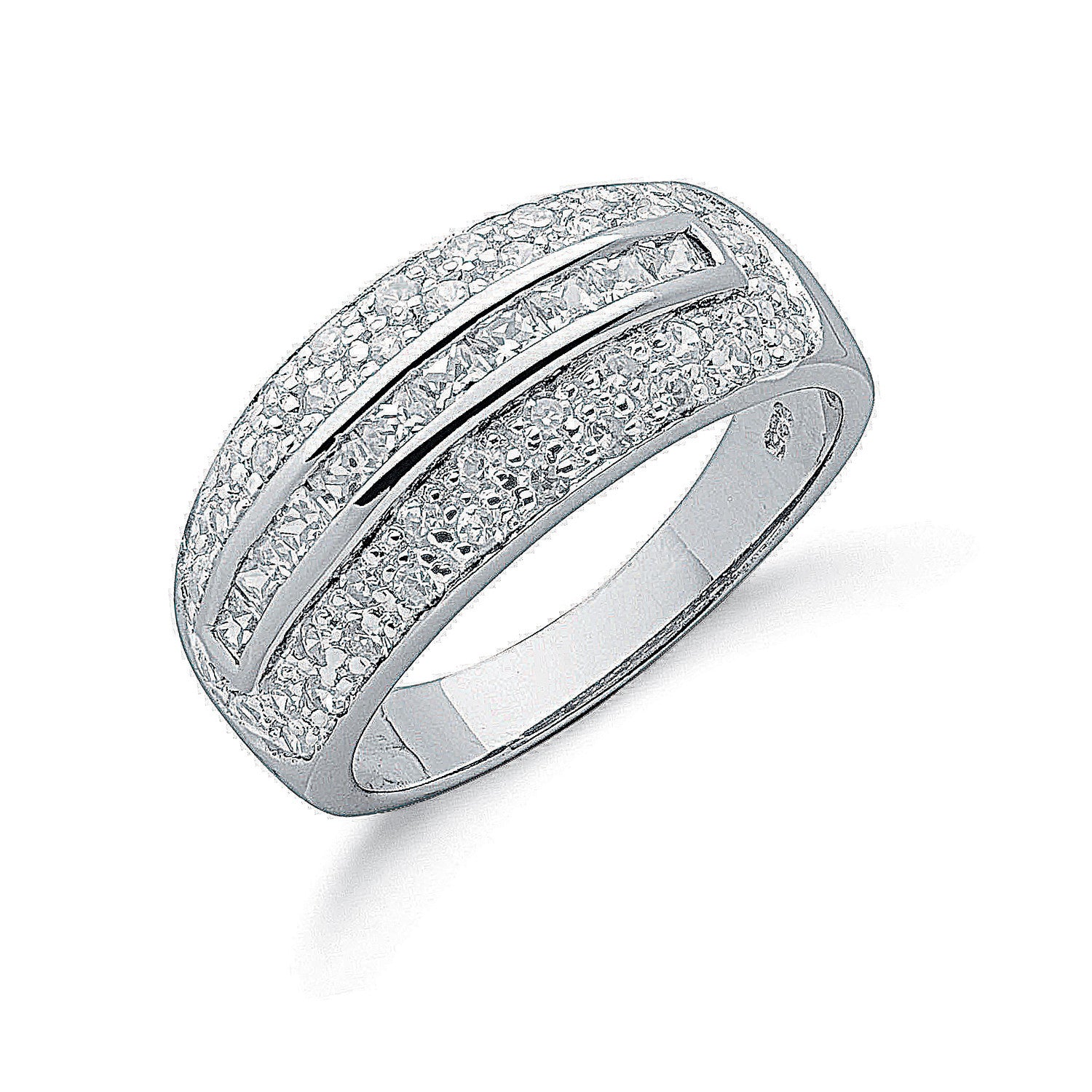 Sterling Silver Fancy Cubic Zirconia Bombay Ring