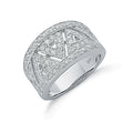 Sterling Silver Fancy Pave Set Cubic Zirconia Ring
