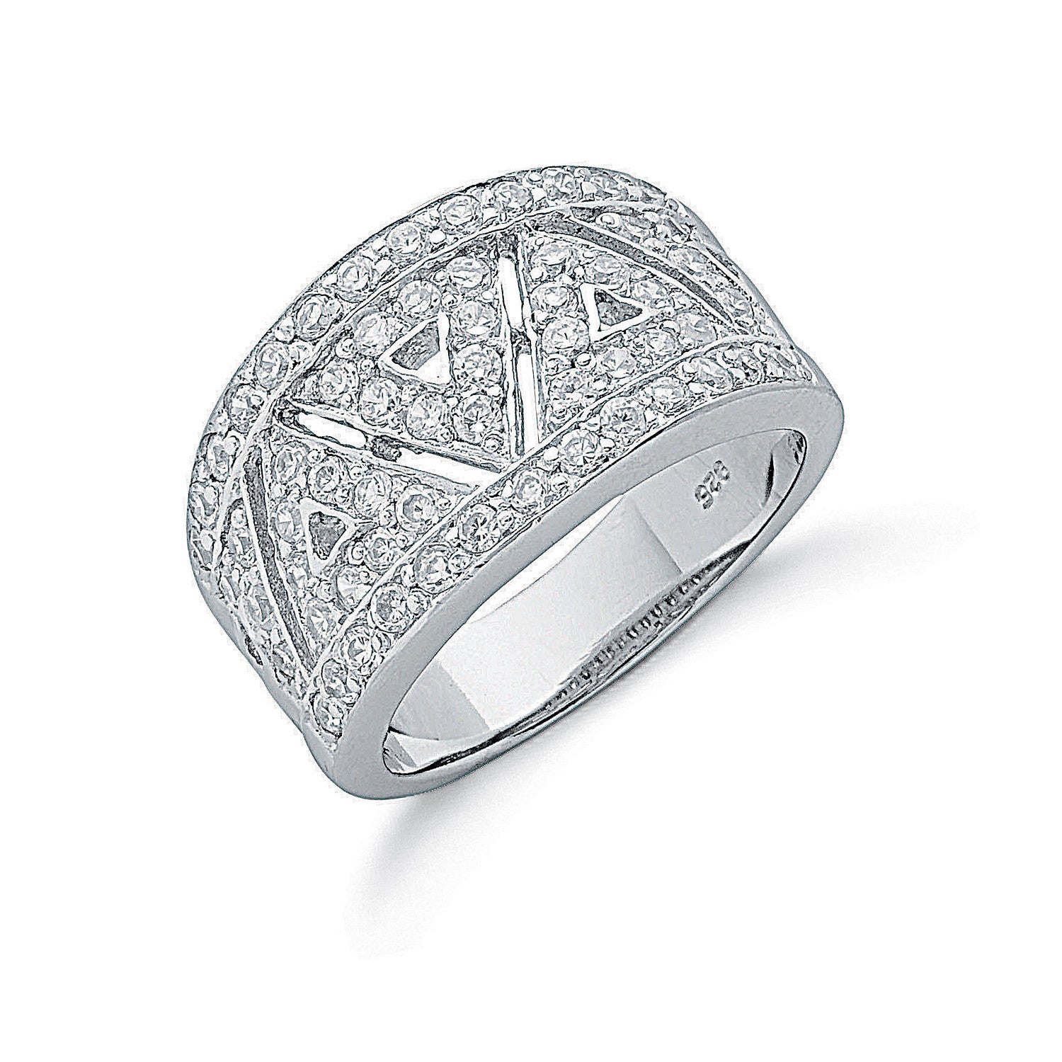 Sterling Silver Fancy Pave Set Cubic Zirconia Ring