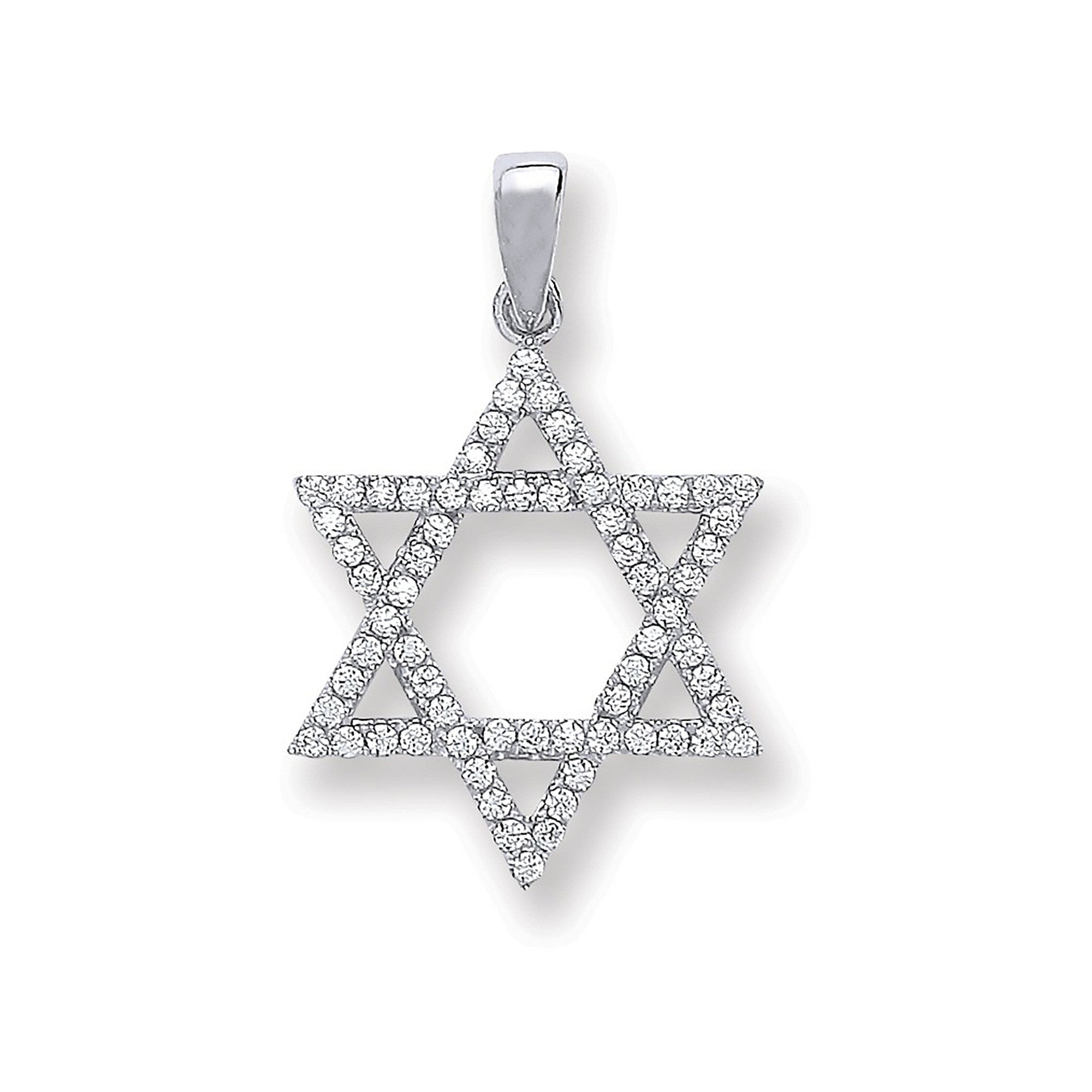 Sterling Silver Cubic Zirconia Star Of David Pendant