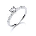 Sterling Silver Solitare With Cubic Zirconia Shoulder Ring