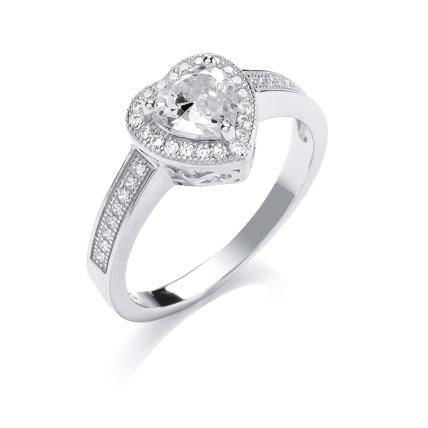 Sterling Silver Cubic Zirconia Heart Ring