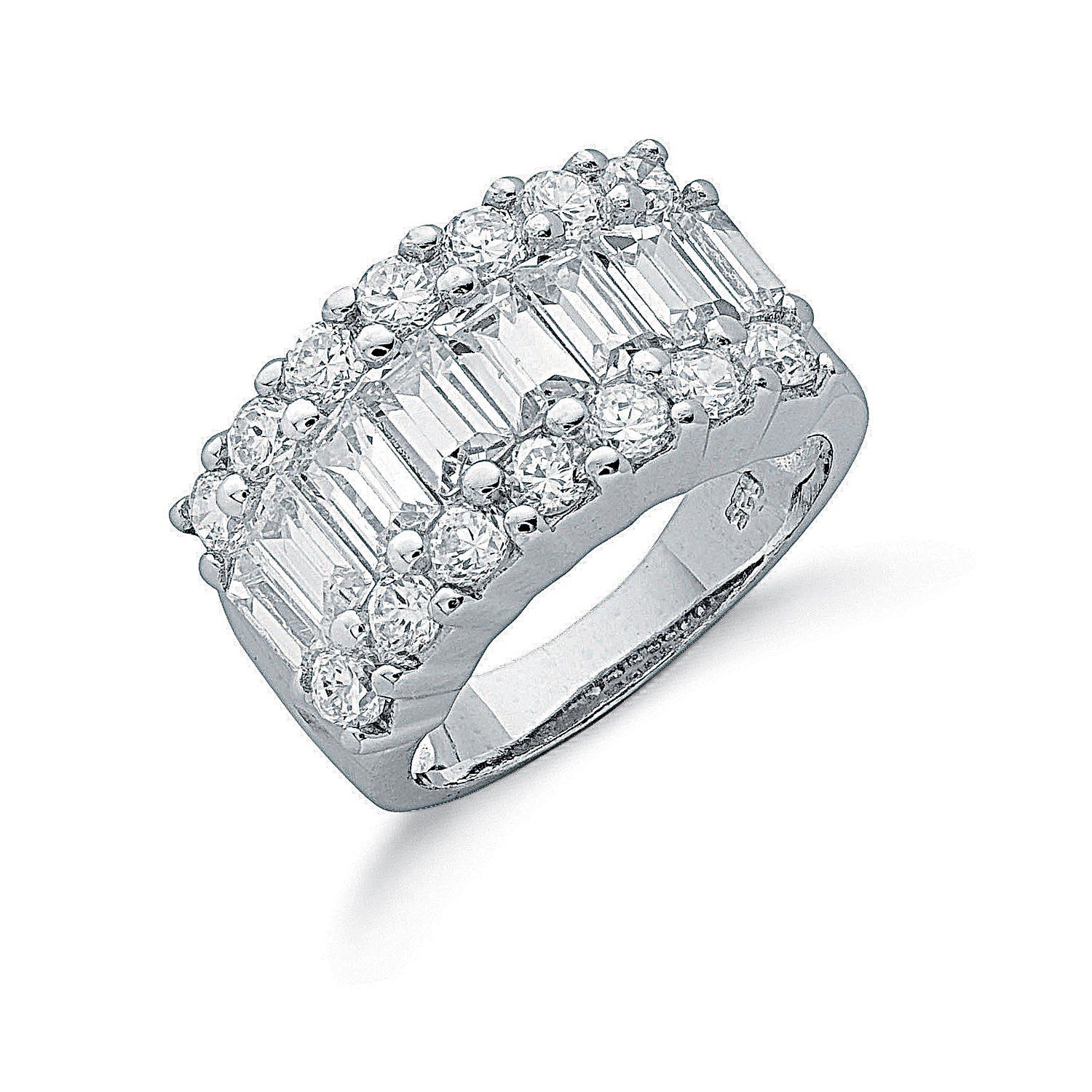 Sterling Silver Fancy Cubic Zirconia Half Eternity Ring