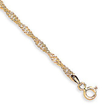 9ct Yellow Gold Hollow Singapore Anklet