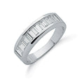 Sterling Silver Channel Set Baguette Cut Cubic Zirconia Half Eternity Ring