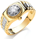 9ct Yellow Gold Gents Cubic Zirconia Ring