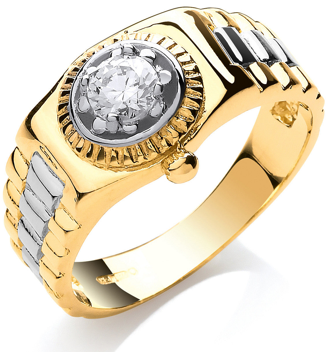 9ct Yellow Gold Gents Cubic Zirconia Ring