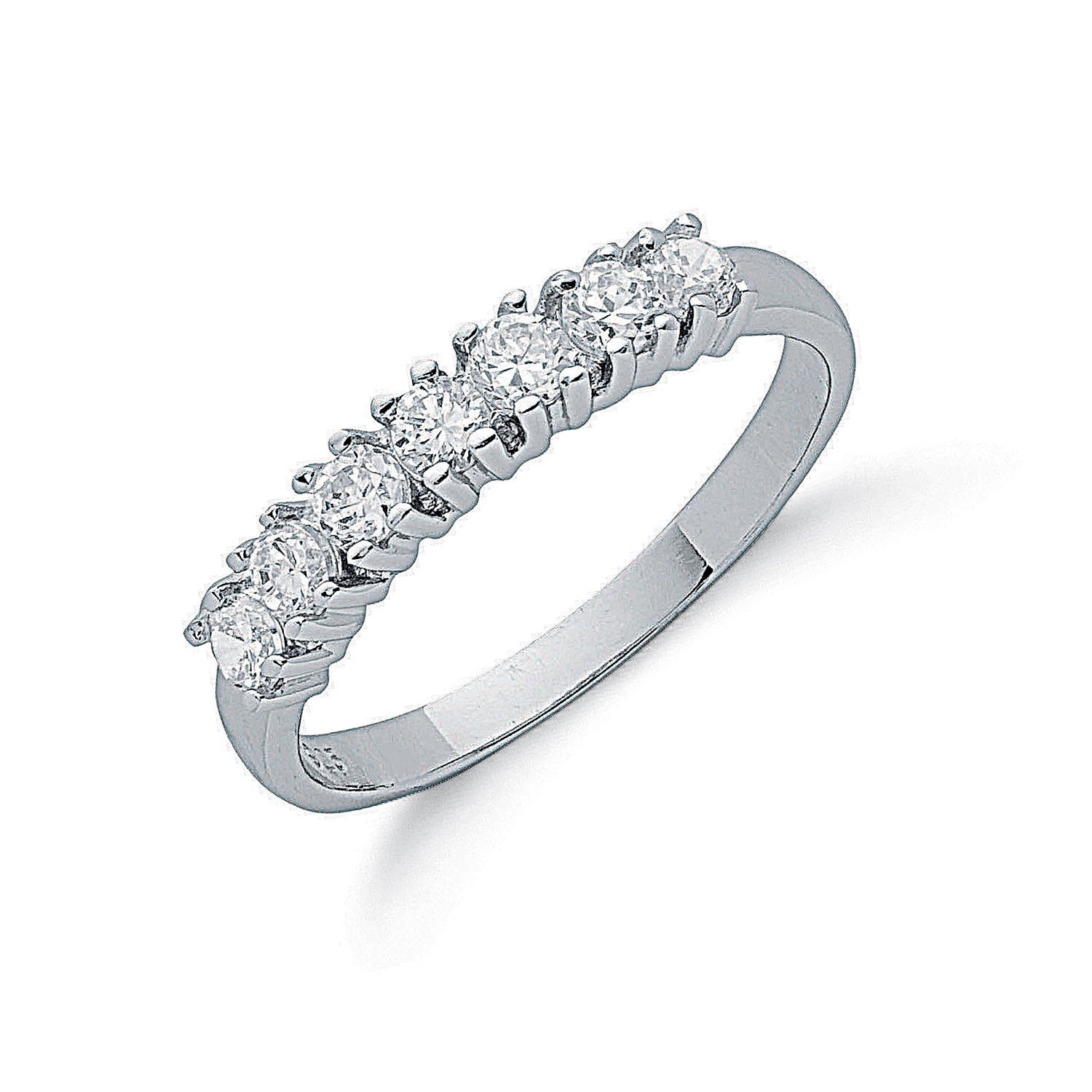 Sterling Silver Claw Set Cubic Zirconia Half Eternity Ring