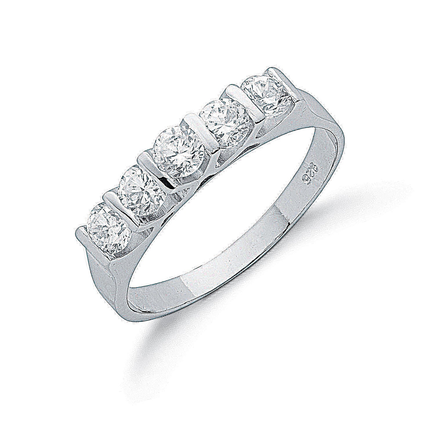 Sterling Silver Fancy Cubic Zirconia Half Eternity Ring
