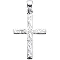 Sterling Silver Solid Cross with Design and Plain Back