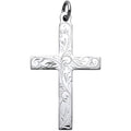 Sterling Silver Solid Large Cross with Design and Plain Back